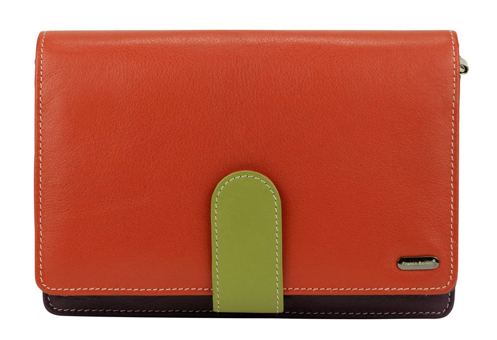 Franco Bonini - 481A Leather Organised Handbag/Wallet - Orange/Multi-1
