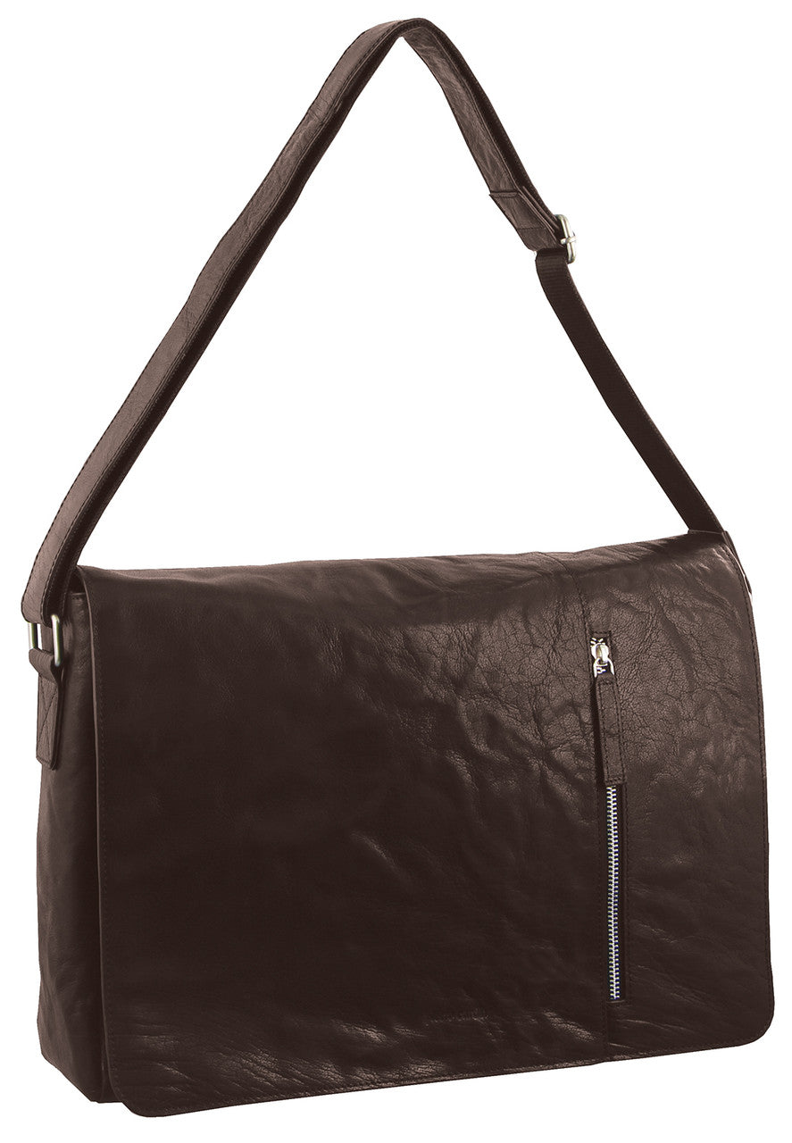 Pierre Cardin Rustic Leather Computer/Messenger Bag with flap closure