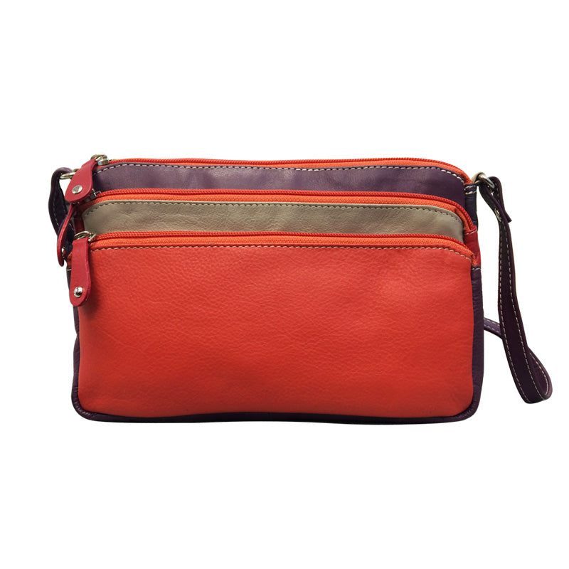 Franco Bonini - Leather Shoulder Bag - Orange/multi