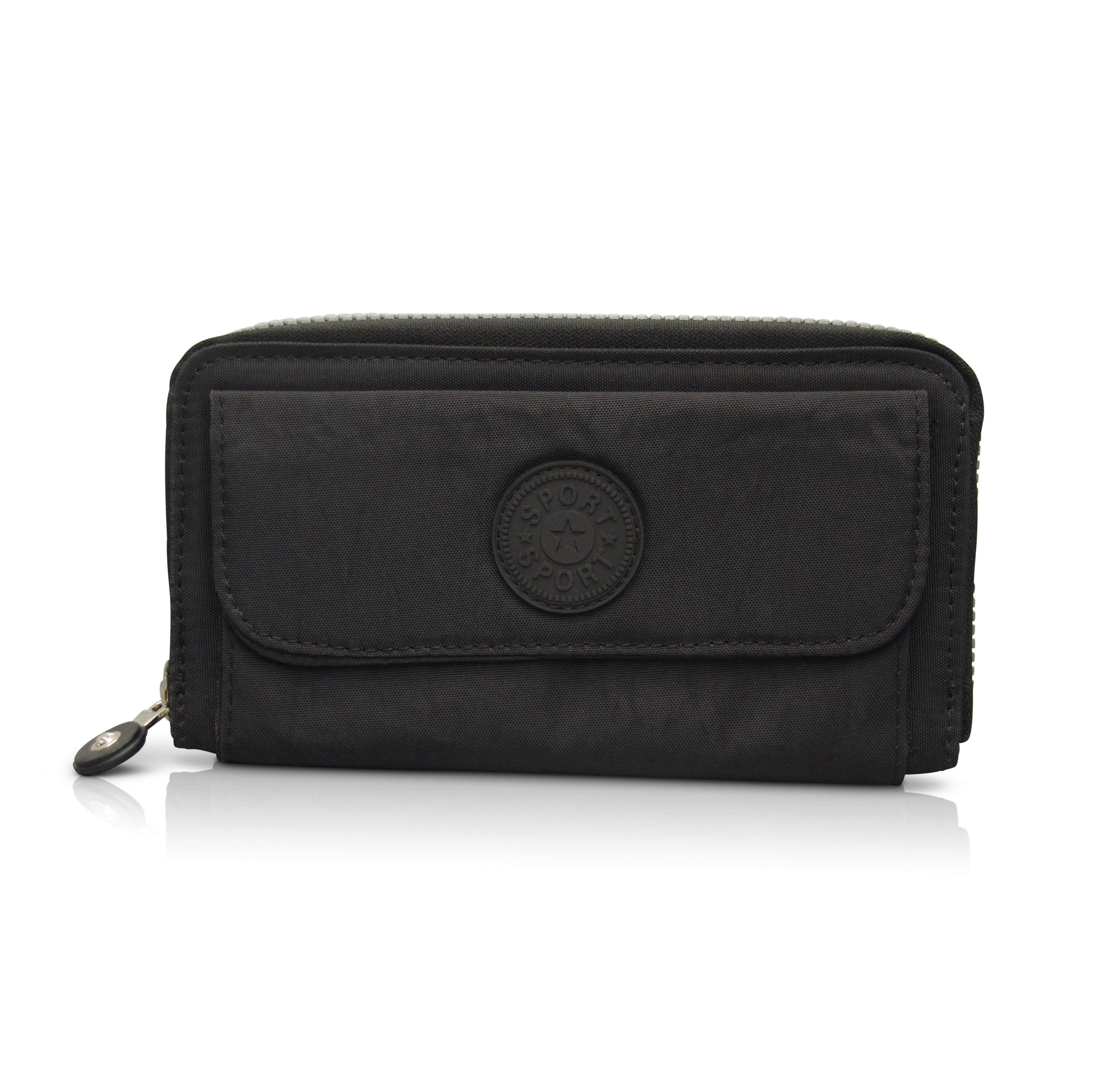Cienna - KP19008 Large Zip Wallet with Phone Pouch - Black