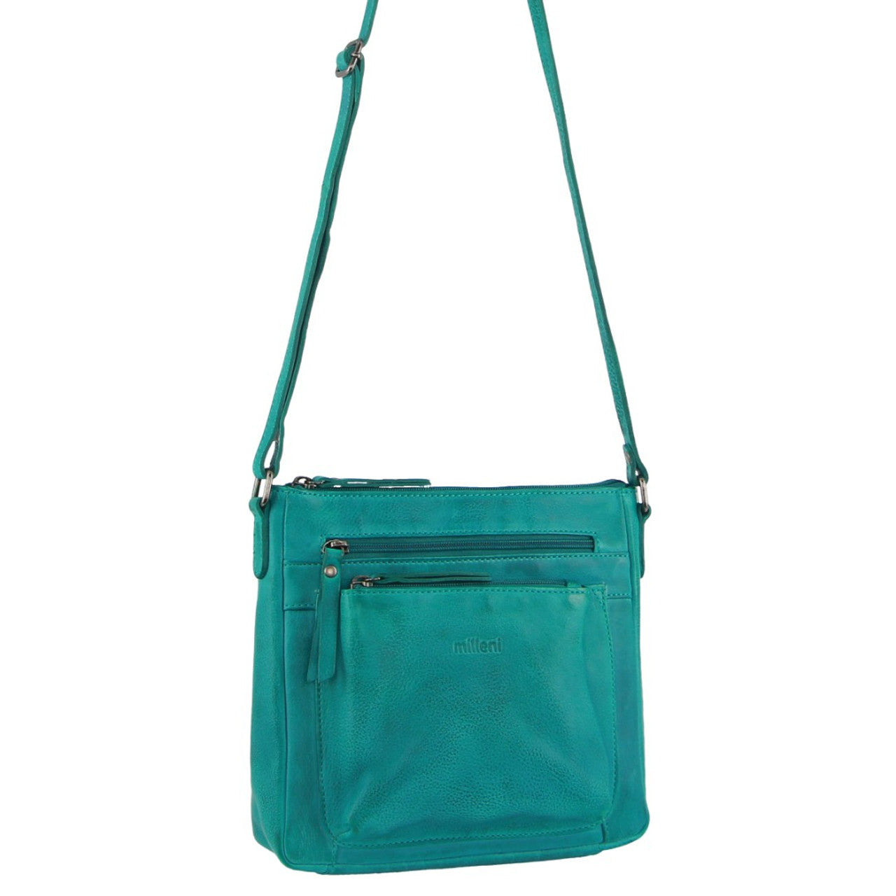 Milleni - NL2598 Leather cross body bag - Turquoise-1