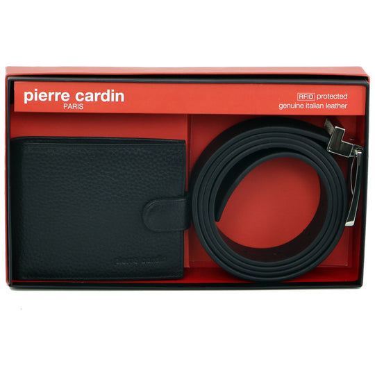 Pierre Cardin Mens Leather Wallet and Belt Gift Set PC3326 Black