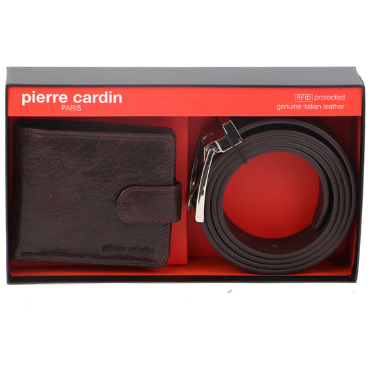 Pierre Cardin Mens Leather Wallet and Belt Gift Set PC3326 Chesnut