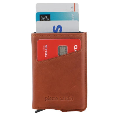 Pierre Cardin - Vert leather card holder w slider PC3643- Tan
