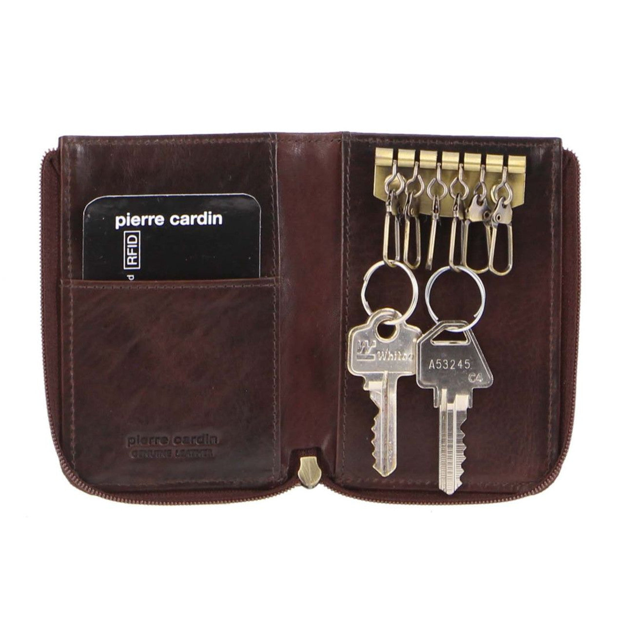 Pierre Cardin PC2756 Dark Chocolate Leather Key/Credit Card Holder - 0