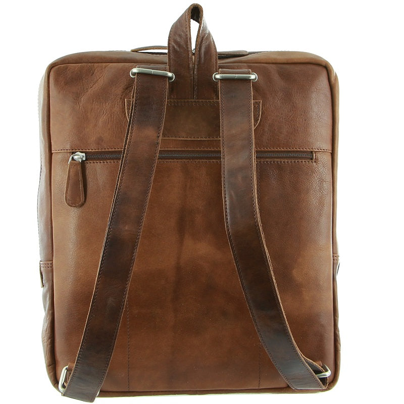Pierre Cardin - PC2799 Rustic Large Leather Backpack - Cognac - 0