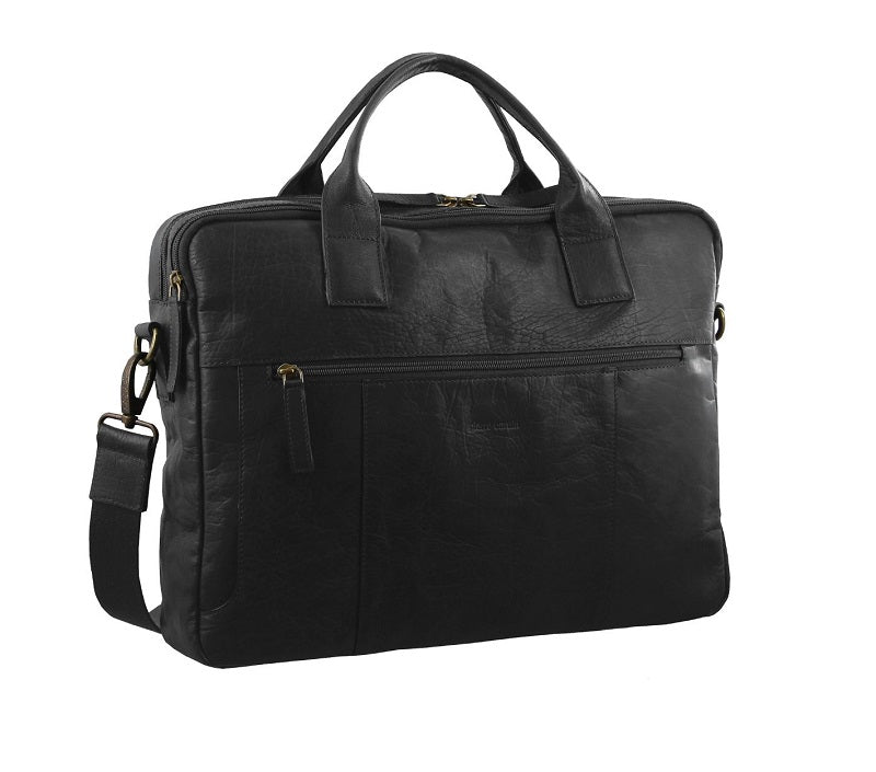 Pierre Cardin - PC2807 Rustic Leather Work/Computer Bag - Black