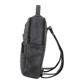 PIERRE CARDIN PC2808 Black RUSTIC LEATHER LARGE BACKPACK - 0