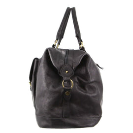 Pierre Cardin - Rustic Leather Overnight Bag with front flap pocket PC3134 - Black - 0