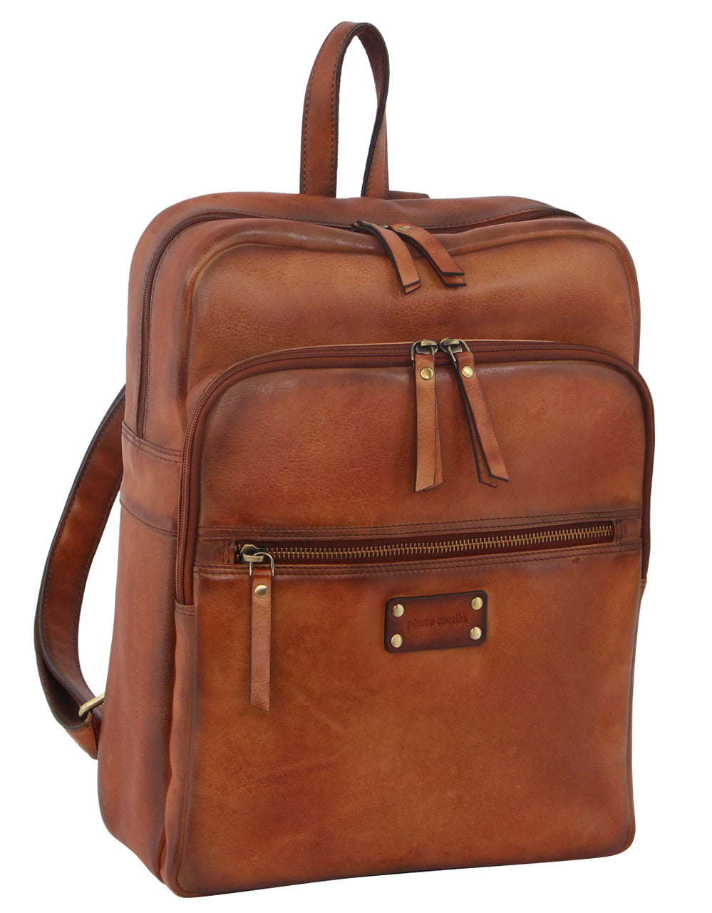 Pierre Cardin Burnished Leather Multi-Compartment Laptop Backpack PC3332 Cog