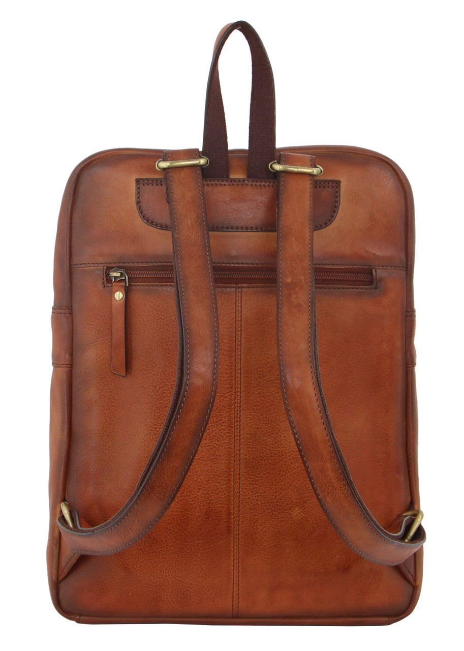 Pierre Cardin Burnished Leather Multi-Compartment Laptop Backpack PC3332 Cog-3