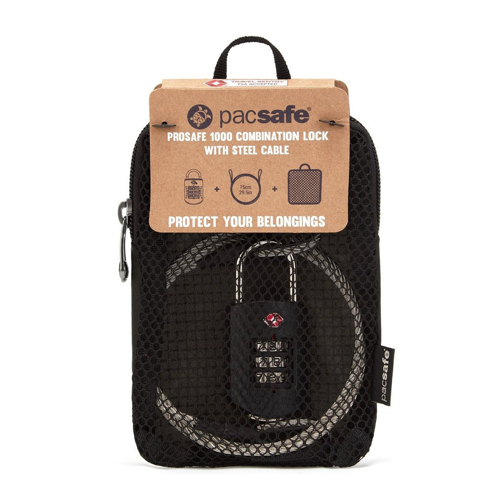 Pacsafe - Prosafe 1000 Combination Lock With Steel Cable - Black