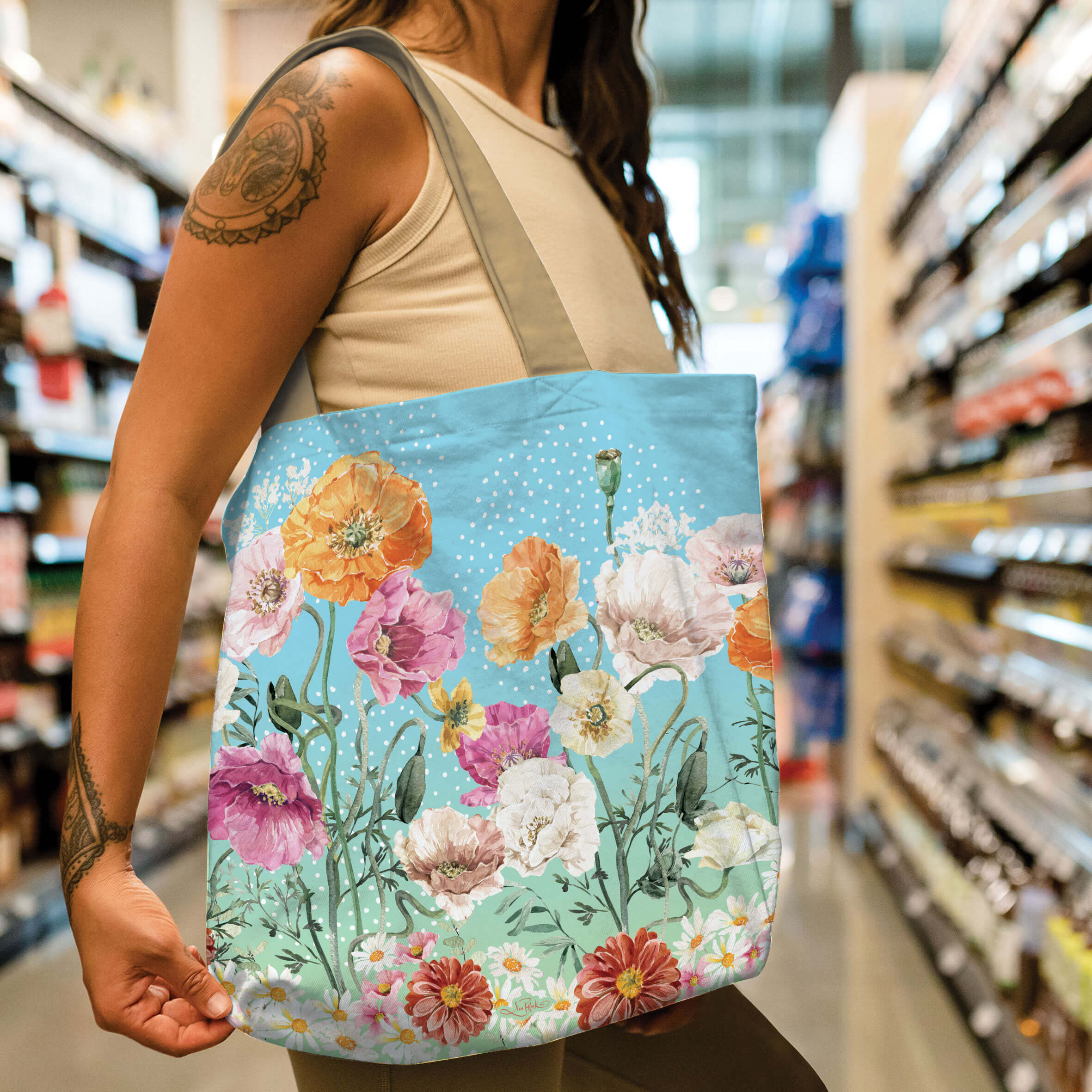 Shopping Tote - Summer Poppies-2