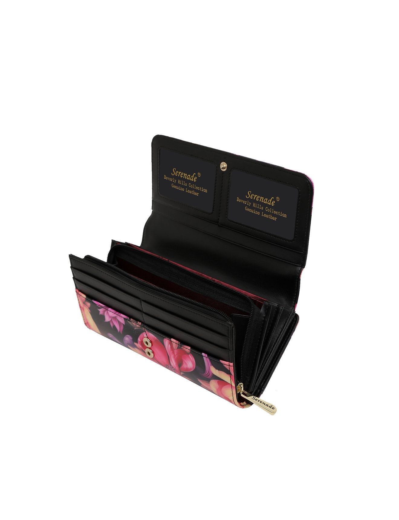 Serenade - Cynthia WSN-2601 RFID Protected Large Leather Wallet - Floral-6