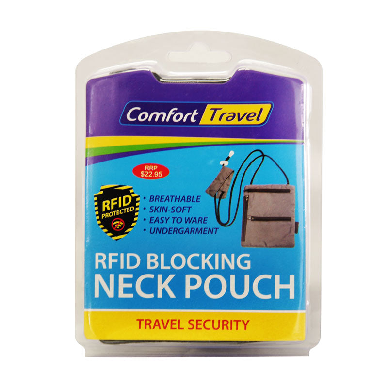 Comfort Travel - Rfid Blocking Neck Pouch - Grey