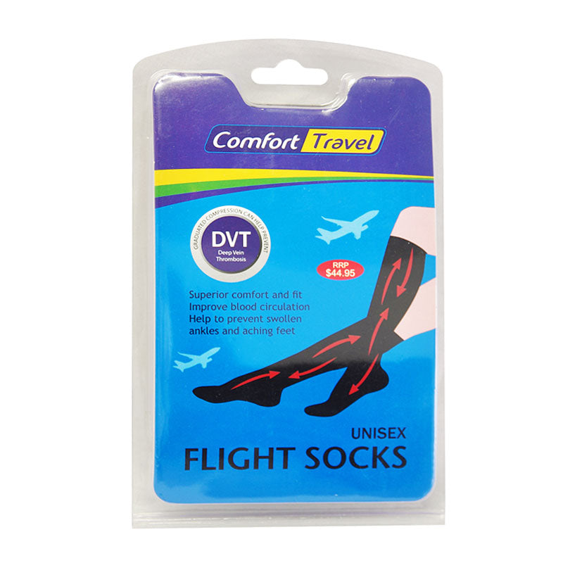 Comfort Travel - Unisex Flight Socks Large - Black