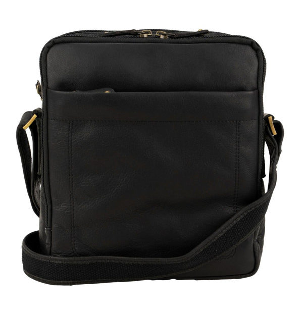 Franco Bonini - 118BFK Mens square leather side bag - Black