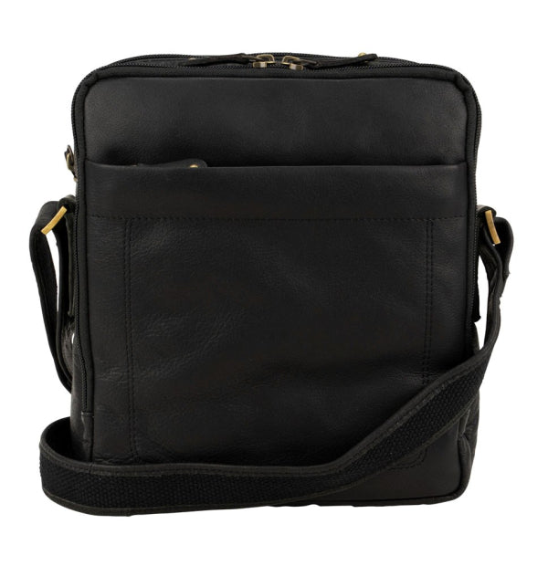 Franco Bonini - 118BFK Mens Square Leather Side Bag - Black