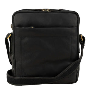 Franco Bonini - 118BFK Mens Square Leather Side Bag - Black