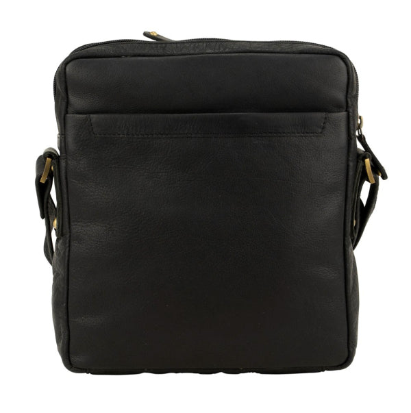 Franco Bonini - 118BFK Mens Square Leather Side Bag - Black