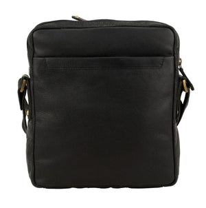Franco Bonini - 118BFK Mens Square Leather Side Bag - Black