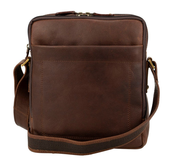 Franco Bonini - 118BFK Mens Square Leather Side Bag - Brown