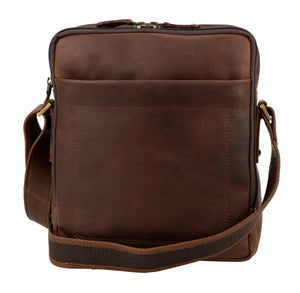 Franco Bonini - 118BFK Mens Square Leather Side Bag - Brown
