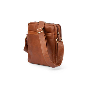 Franco Bonini - 118BFK Mens Square Leather Side Bag - Cognac