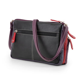 Franco Bonini 12-221 Small 3zip leather handbag - Mushroom Multi - 0