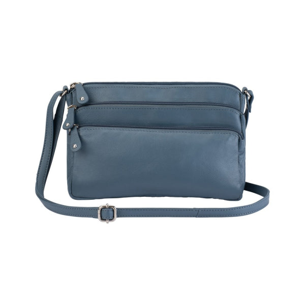 Franco Bonini 12-221 Small 3zip Leather Handbag - New Grey