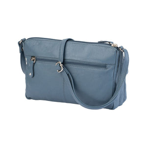 Franco Bonini 12-221 Small 3zip Leather Handbag - New Grey