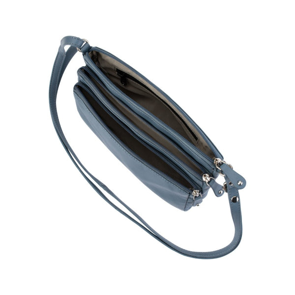 Franco Bonini 12-221 Small 3zip leather handbag - New Grey-3