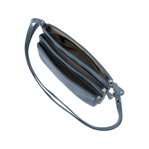 Franco Bonini 12-221 Small 3zip Leather Handbag - New Grey