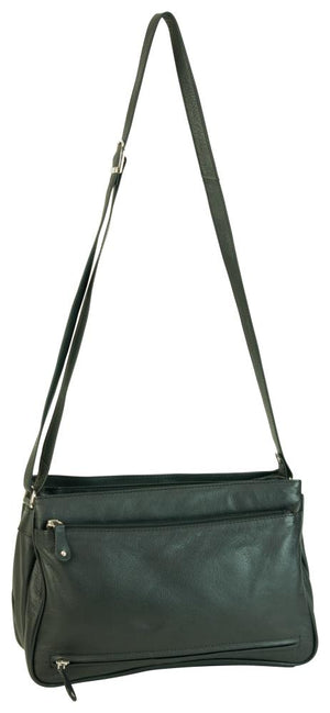 Franco Bonini - 12-229 Multi Compartment Shoulder Bag - Black