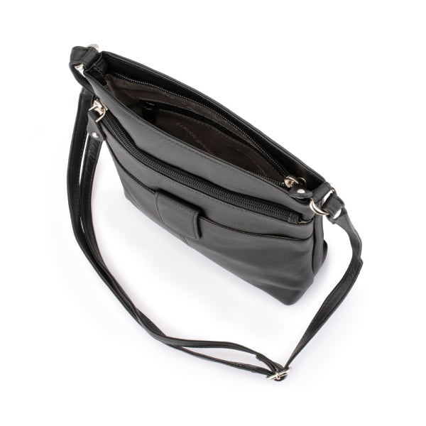 Franco Bonini - 12-242 Ladies Small Leather Shoulder Bag - Black-3