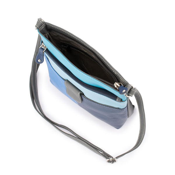 Franco Bonini - 12-242 Ladies Small Leather Shoulder Bag - Blue Multi-3