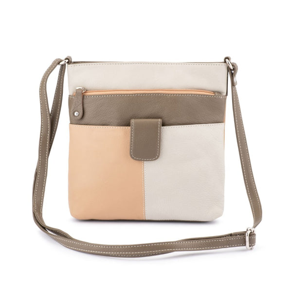 Franco Bonini - 12-242 Ladies Small Leather Shoulder Bag - Bone Multi