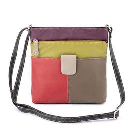 Franco Bonini - 12-242 Ladies Small Leather Shoulder Bag - RedMulti
