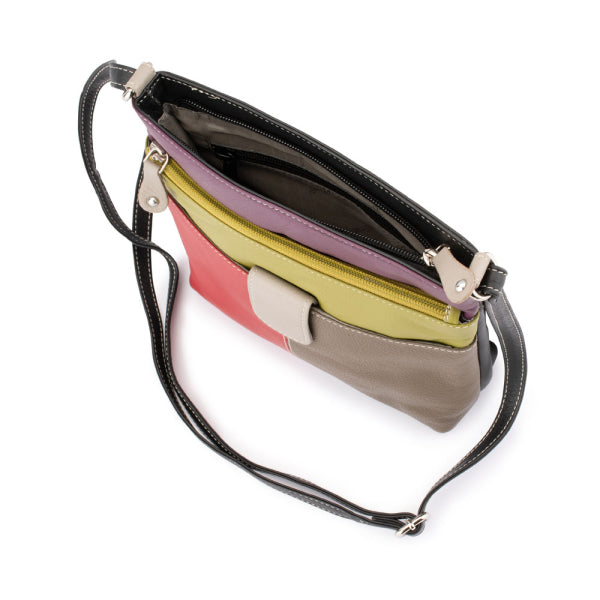 Franco Bonini - 12-242 Ladies Small Leather Shoulder Bag - RedMulti