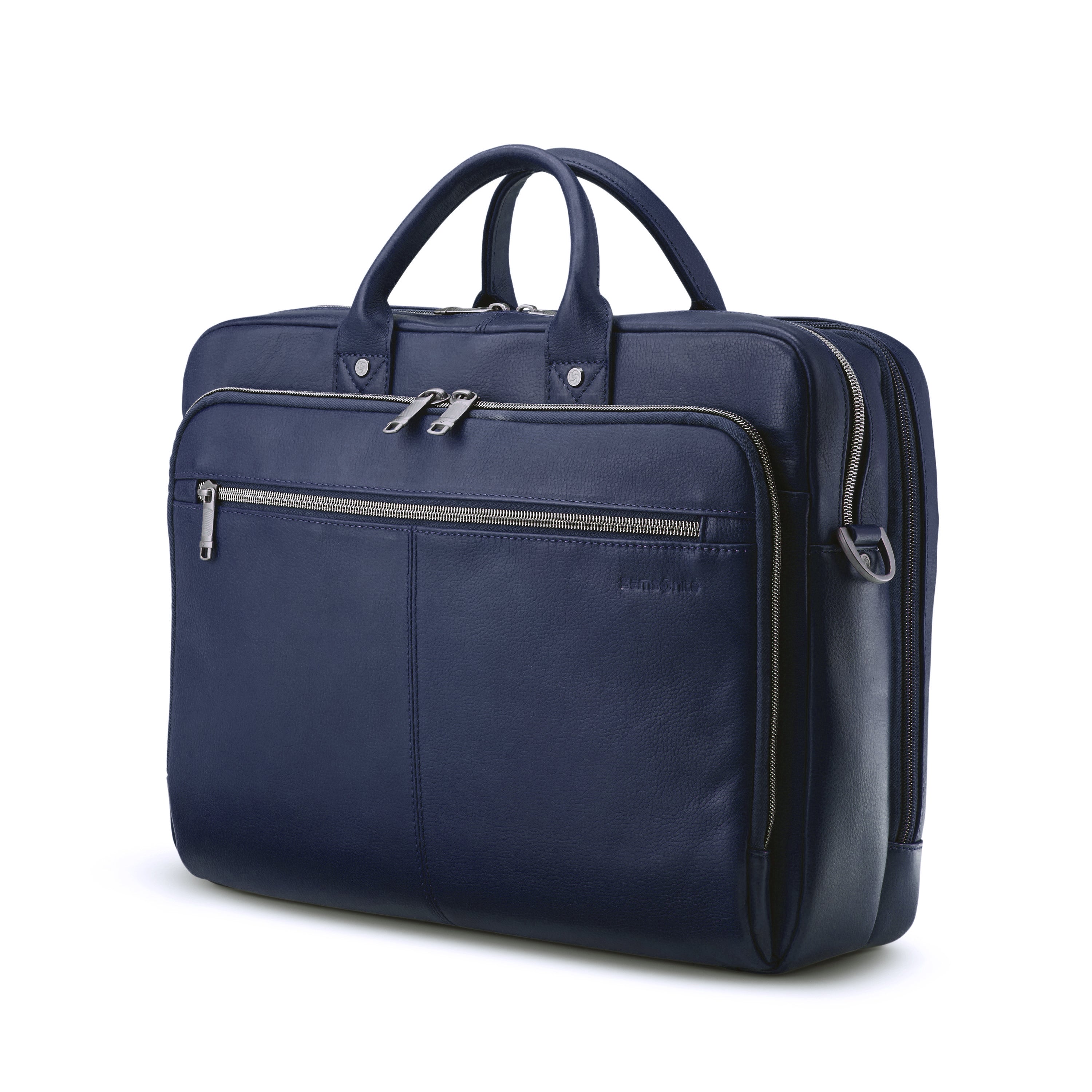Samsonite Classic Leather 126039 Top Loader Briefcase - Navy