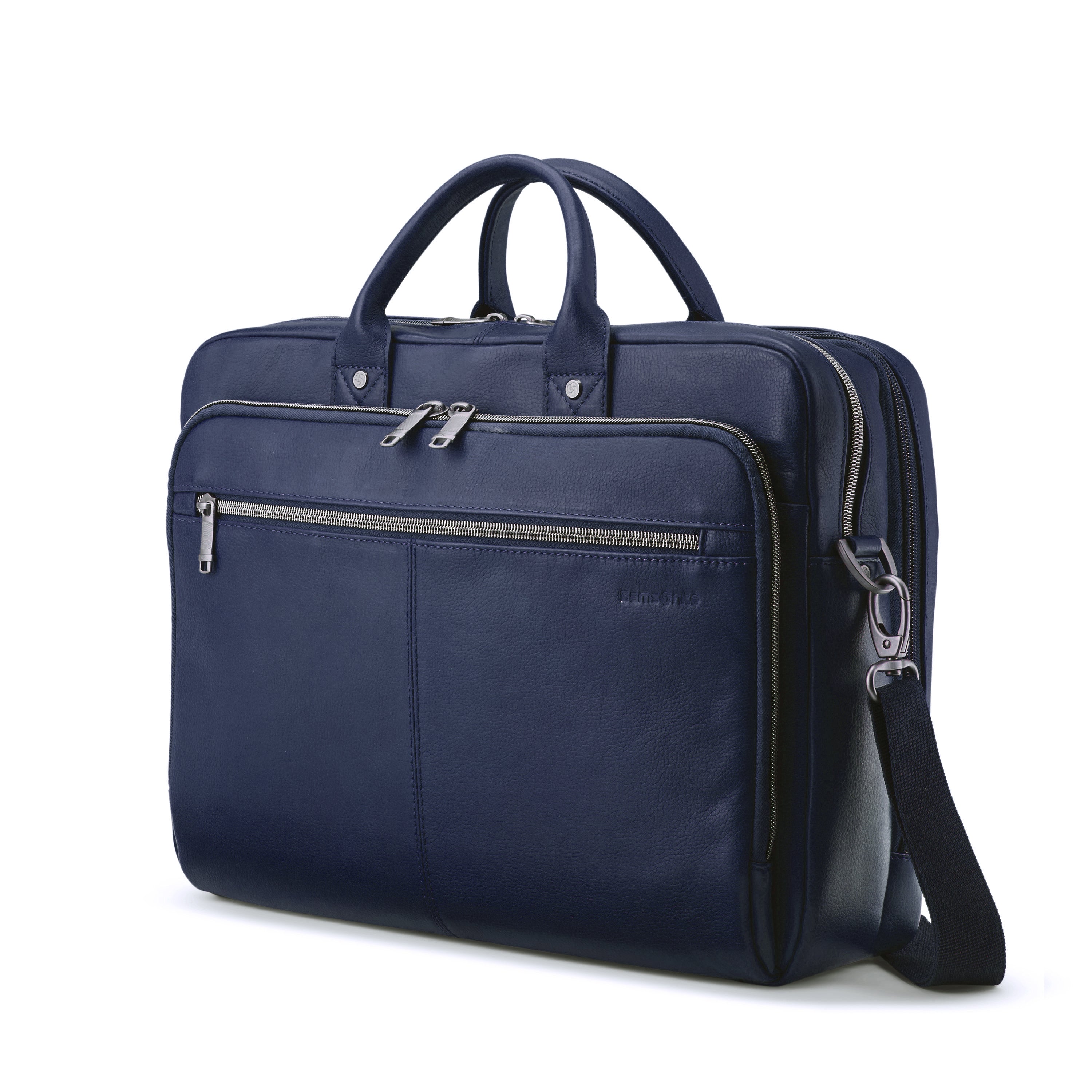 Samsonite Classic Leather 126039 Top Loader Briefcase - Navy