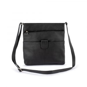 Franco Bonini - 1300 Large Front Tab Multi Pocket Side Bag- Black