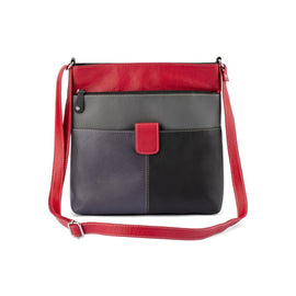 Franco Bonini - 1300 Large Front Tab Multi Pocket Side Bag- Black Multi