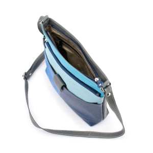 Franco Bonini - 1300 Large Front Tab Multi Pocket Side Bag- Blue Multi
