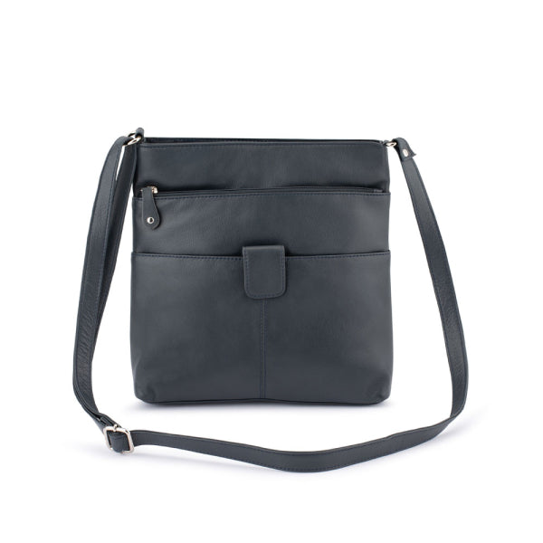Franco Bonini - 1300 Large Front Tab Multi Pocket Side Bag- Navy