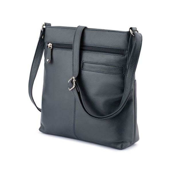 Franco Bonini - 1300 Large Front Tab Multi Pocket Side Bag- Navy