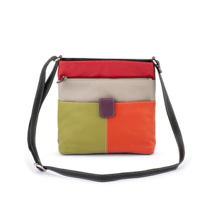 Franco Bonini - 1300 Large Front Tab Multi Pocket Side Bag- Orange Multi