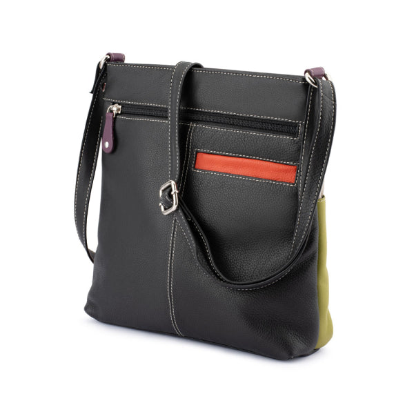 Franco Bonini - 1300 Large Front Tab Multi Pocket Side Bag- Orange Multi