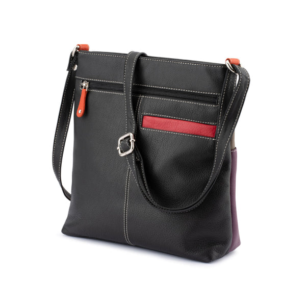 Franco Bonini - 1300 Large Front Tab Multi Pocket Side Bag- Red Multi