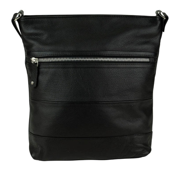 Franco Bonini - 1304 Striped Leather Shoulder Bucket Bag - Black